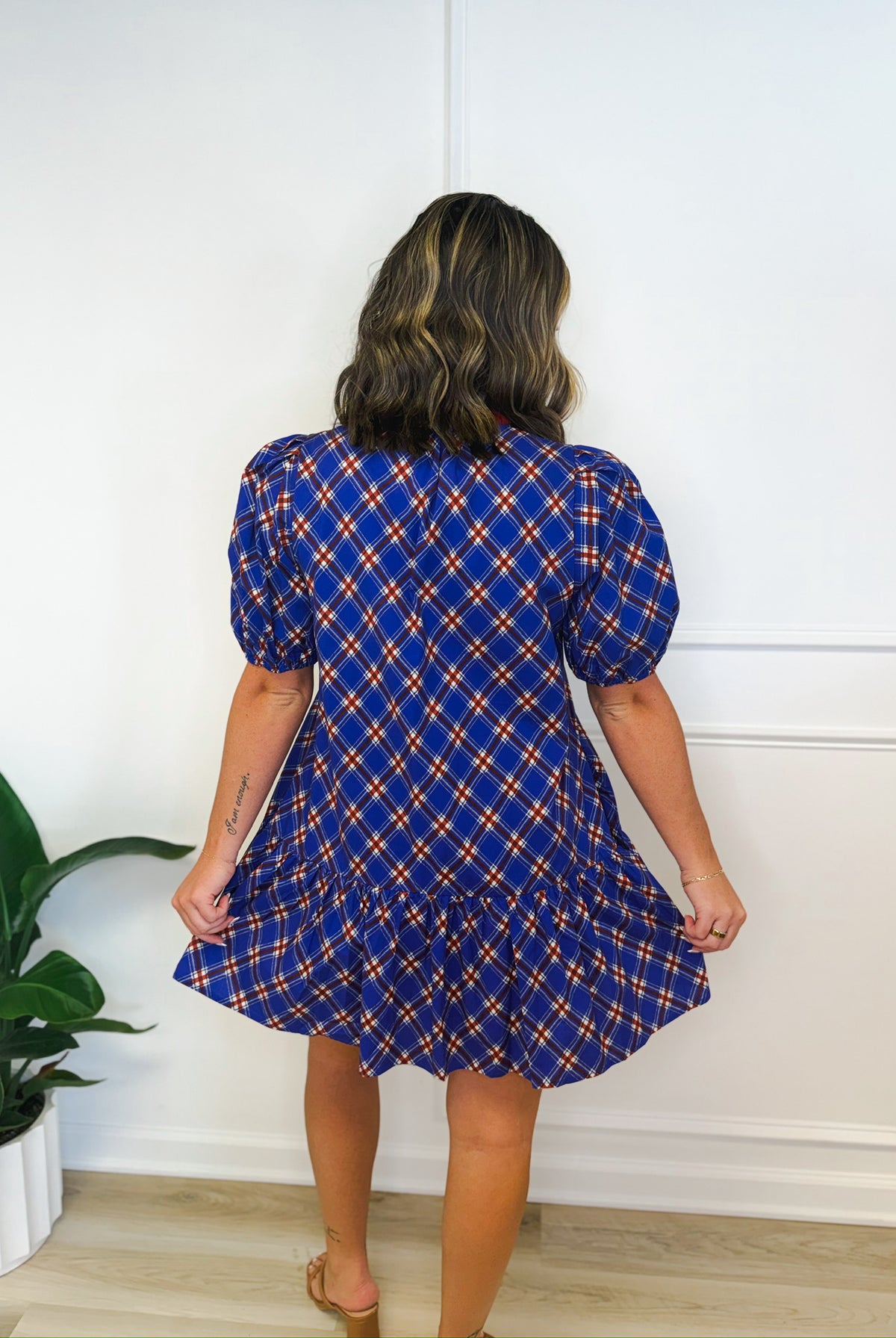 Autumn in plaid contrast mini dress, women's dress from Aurea Lux Collective boutique in Lawton, OK, image 5 of 5