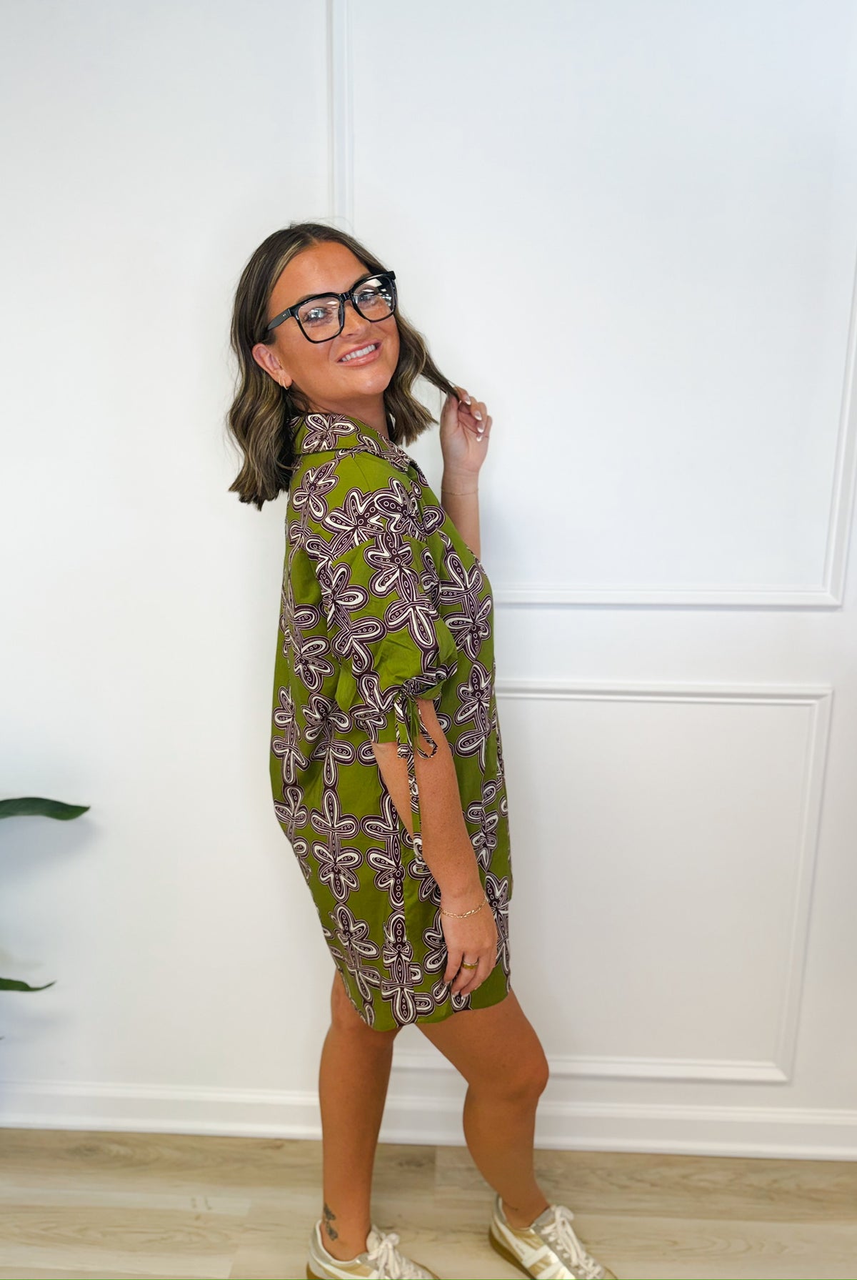 Olive You Forever printed mini dress, women's dress from Aurea Lux Collective boutique in Lawton, OK, image 2 of 5