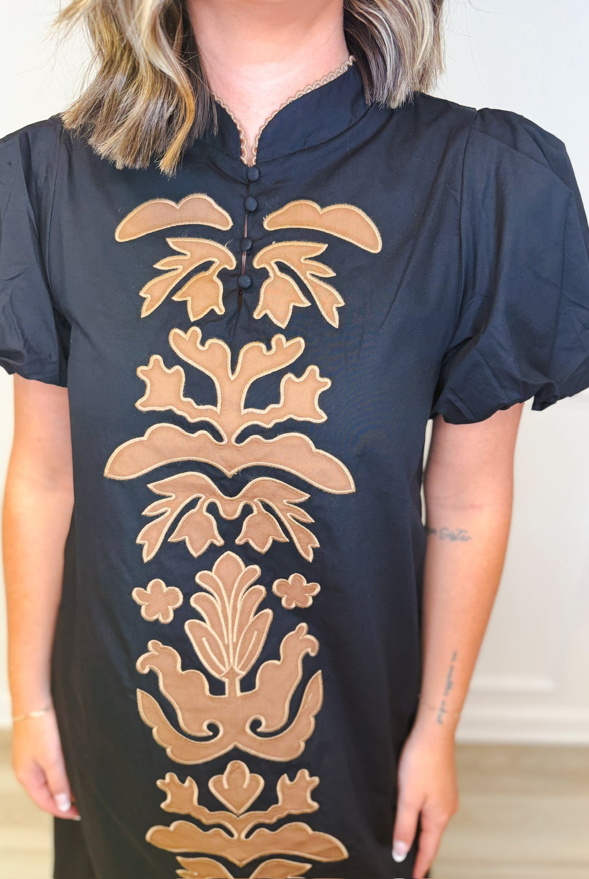 Folk About It embroidered midi dress, women's dress from Aurea Lux Collective boutique in Lawton, OK, image 5 of 5