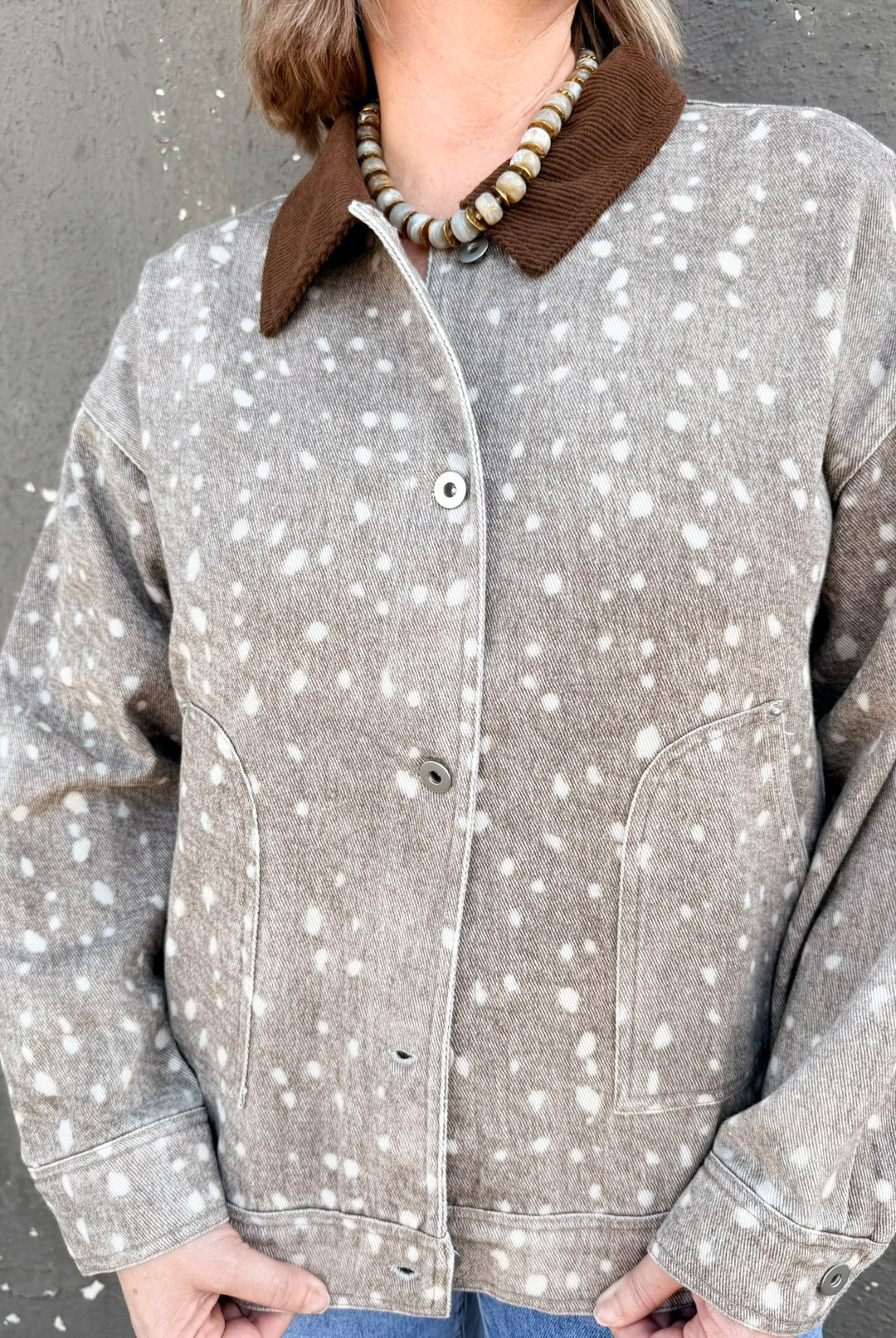 Oh Deer corduroy collar jacket, women's jacket from Aurea Lux Collective boutique in Lawton, OK, image 3 of 4