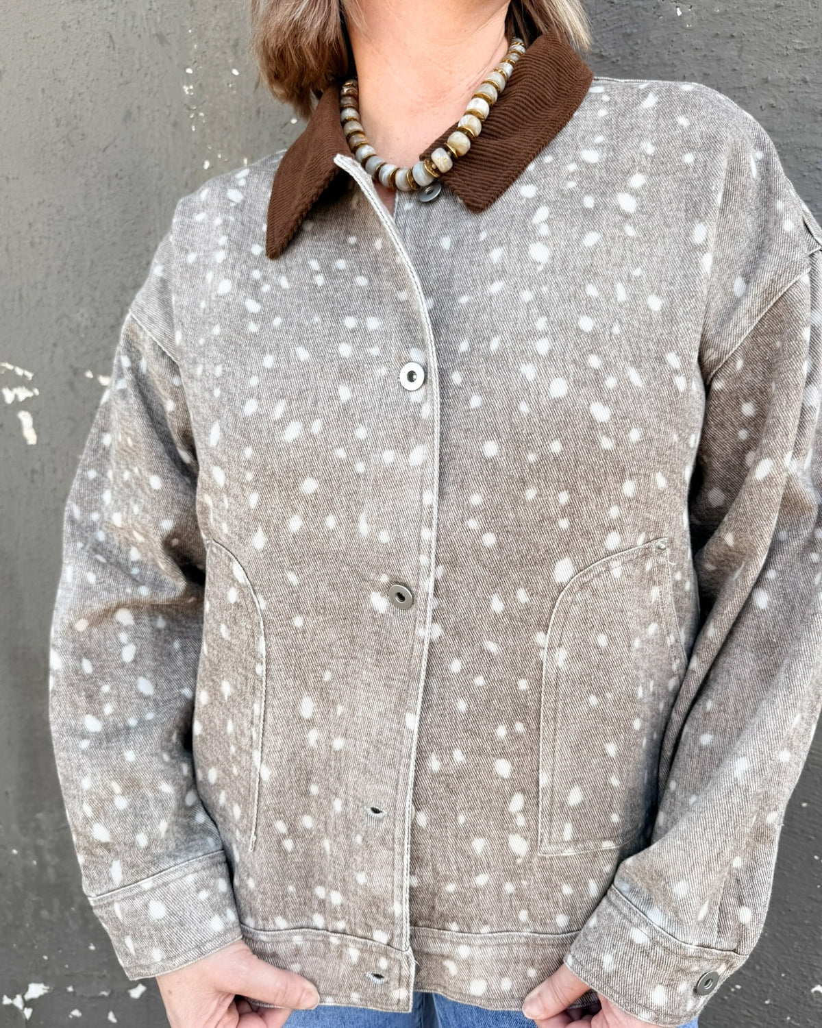 Oh Deer corduroy collar jacket, women's jacket from Aurea Lux Collective boutique in Lawton, OK, image 3 of 4