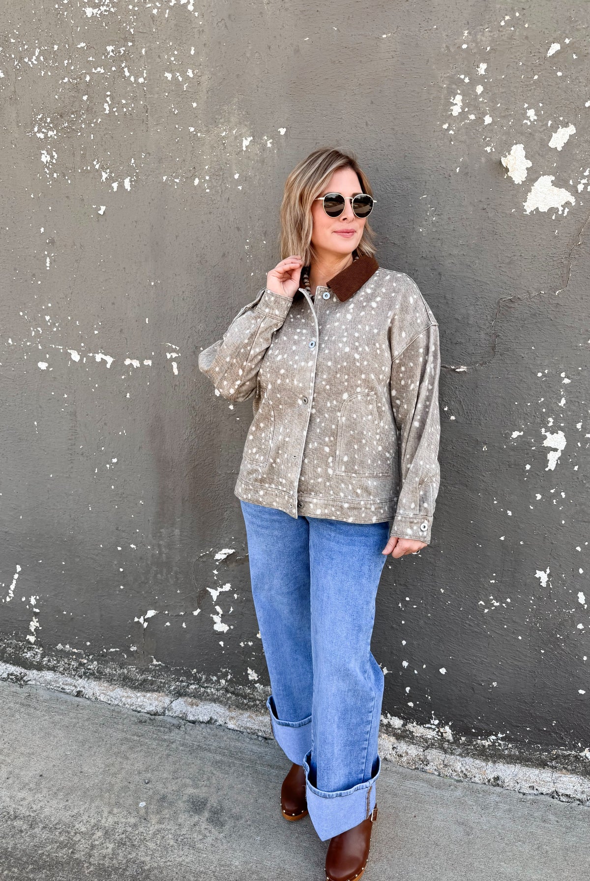 Oh Deer corduroy collar jacket, women's jacket from Aurea Lux Collective boutique in Lawton, OK, image 2 of 4