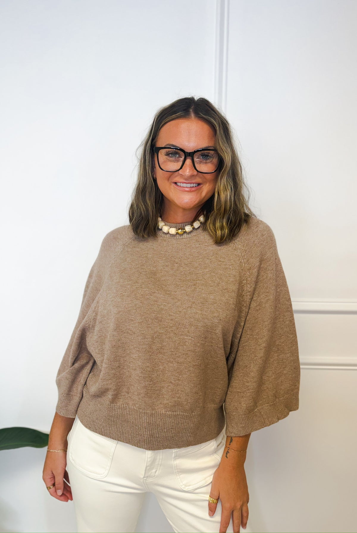Cozy Up soft mocha sweater, women's sweater from Aurea Lux Collective boutique in Lawton, OK, image 3 of 4