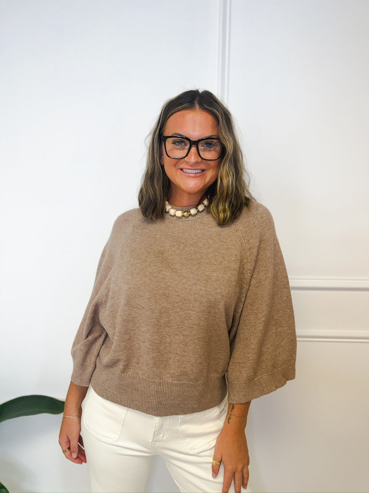 Cozy Up soft mocha sweater, women's sweater from Aurea Lux Collective boutique in Lawton, OK, image 3 of 4