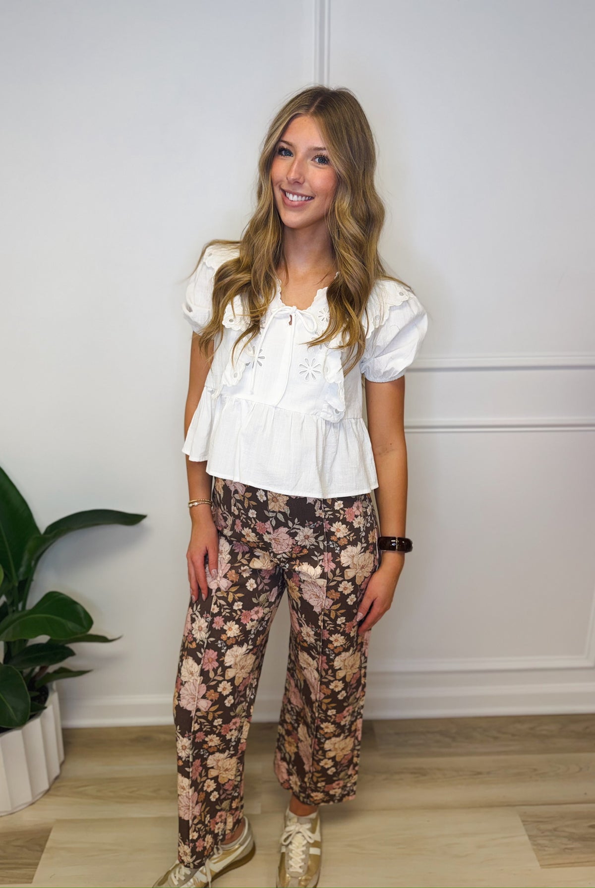 Vintage Bloom floral jeans, women's pants from Aurea Lux Collective boutique in Lawton, OK, image 4 of 4