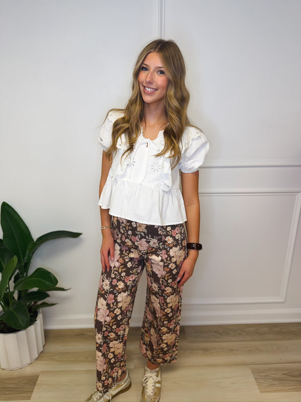 Vintage Bloom floral jeans, women's pants from Aurea Lux Collective boutique in Lawton, OK, image 4 of 4