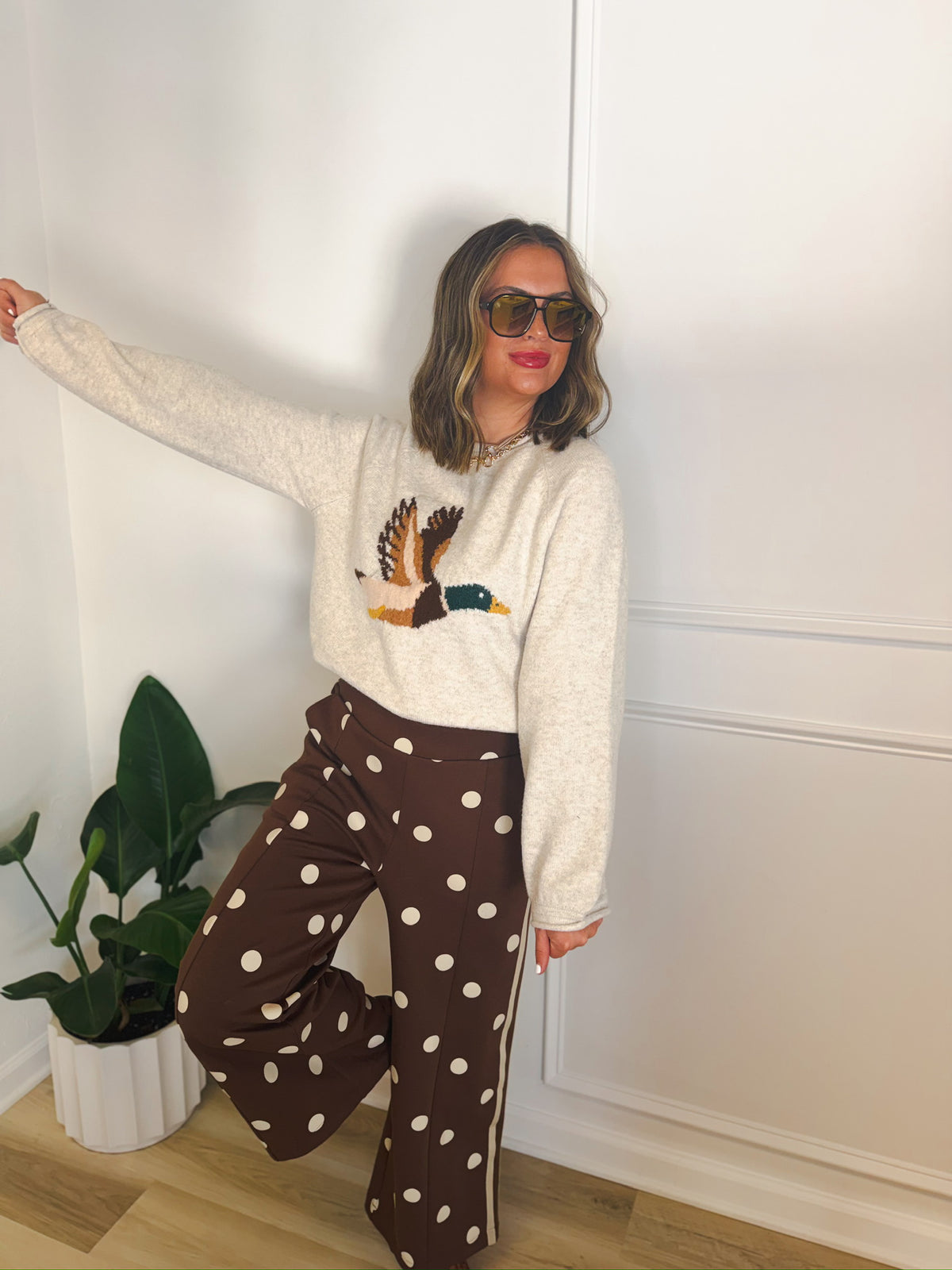 Duck Days Oatmeal Sweater – detail view | Aurea Lux Collective