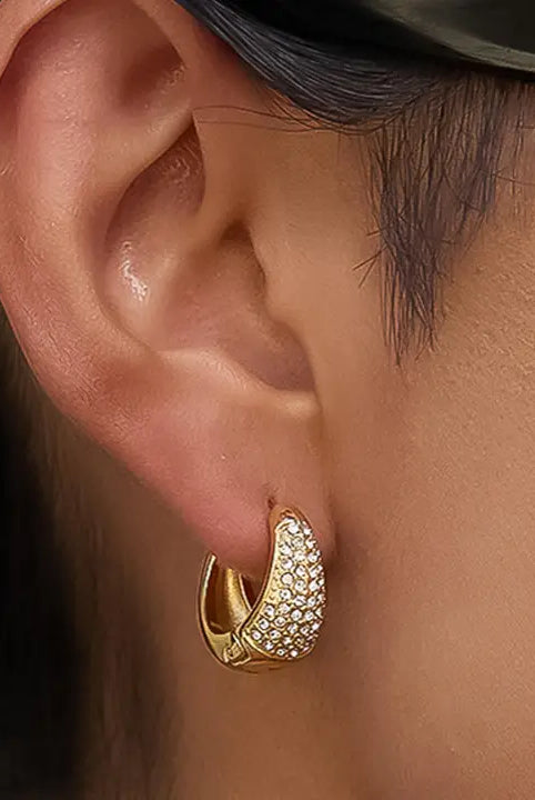 CRYSTAL TEARDROP HOOP EARRINGS - Earrings