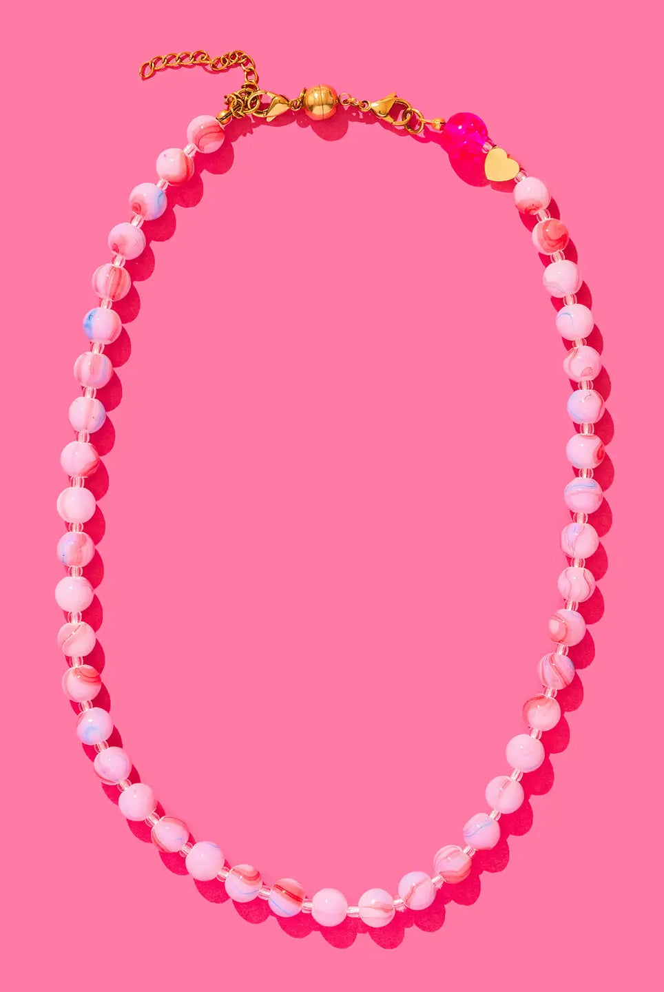 PINK STONE BEADED NECKLACE- MABEL - Necklaces