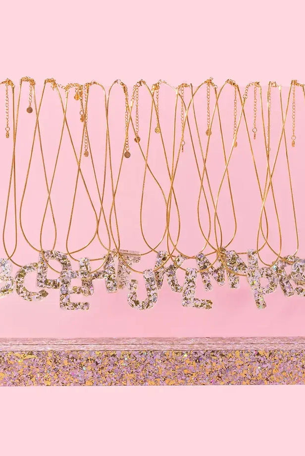 Box Chain Necklace - Letters - Pearl Confetti - Each - Necklaces