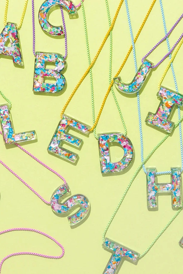 Acrylic Box Chain Necklace - Letters - Colorful Confetti - Each - Necklaces