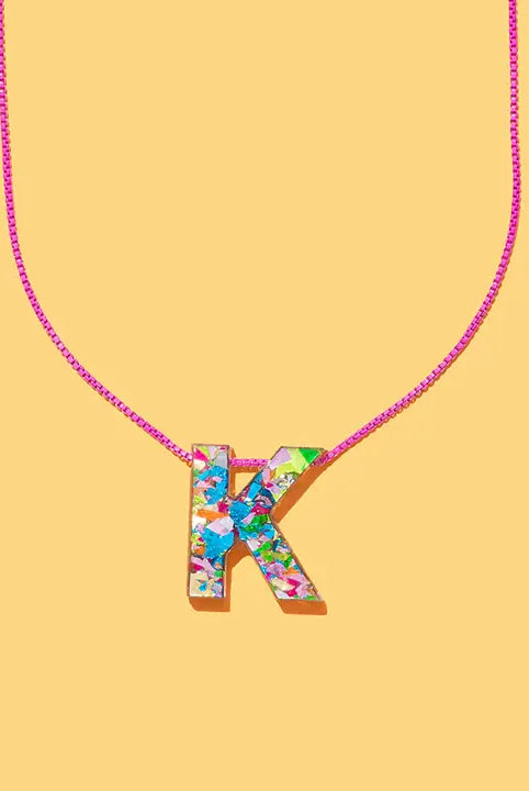 Acrylic Box Chain Necklace - Letters - Colorful Confetti - Each - Necklaces