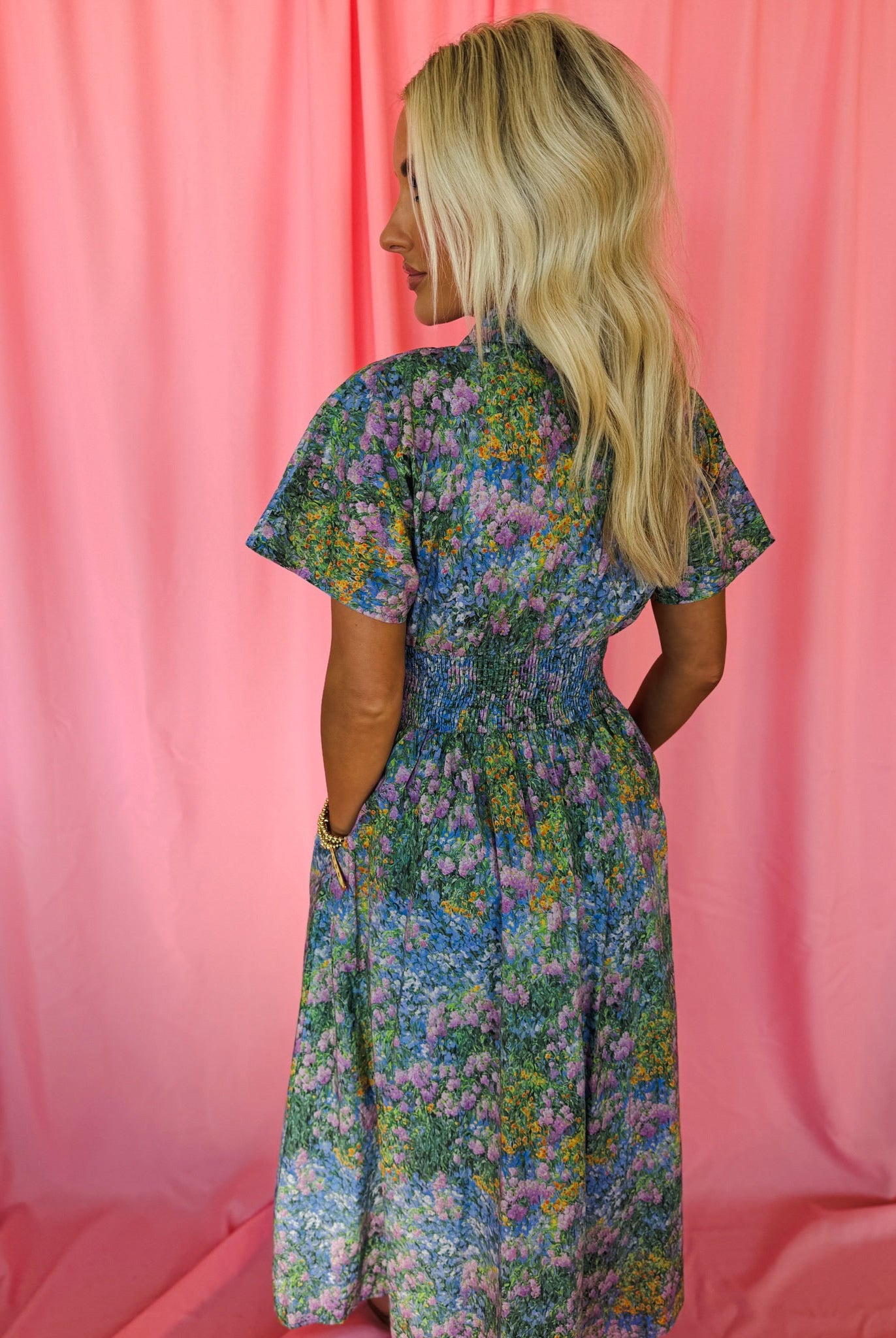 Entro Blue Floral Zip-Up Dress - Dress