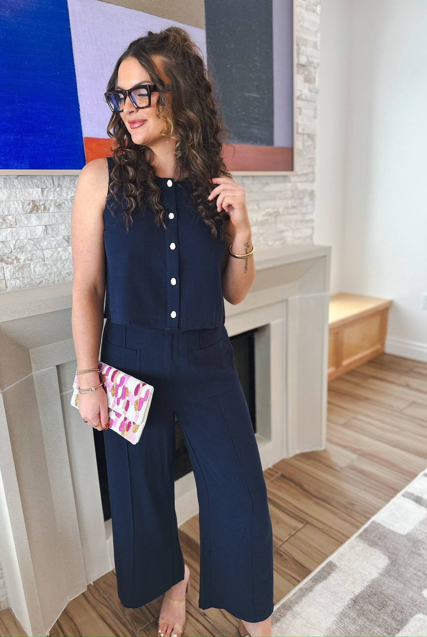 Entro Navy Trousers - Bottoms