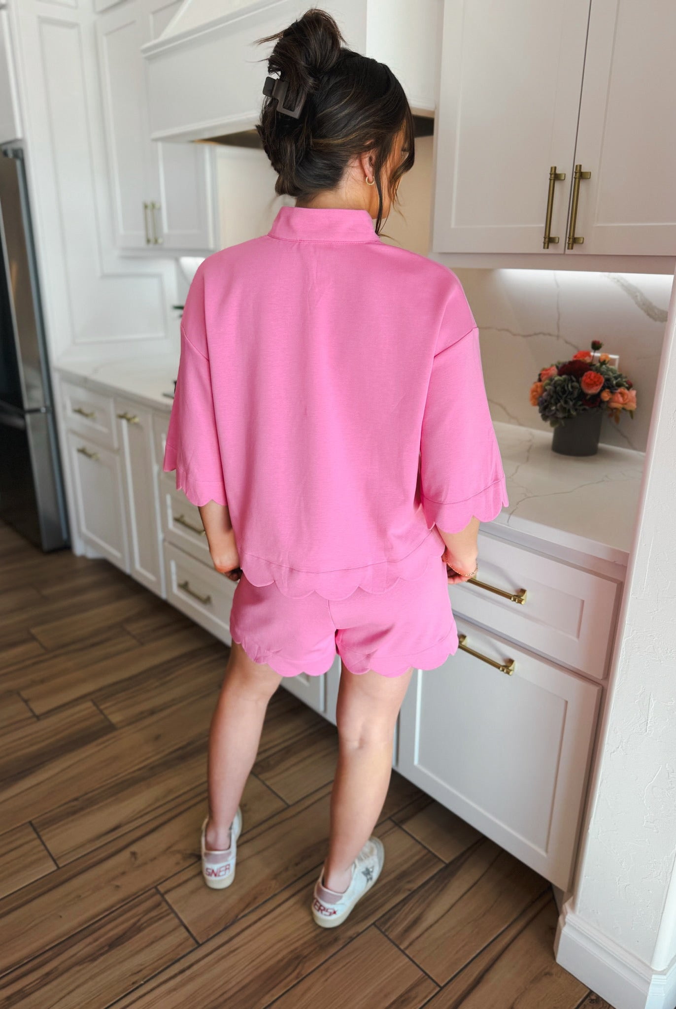 Entro Pink Scalloped Comfy Short and Top Set - SET