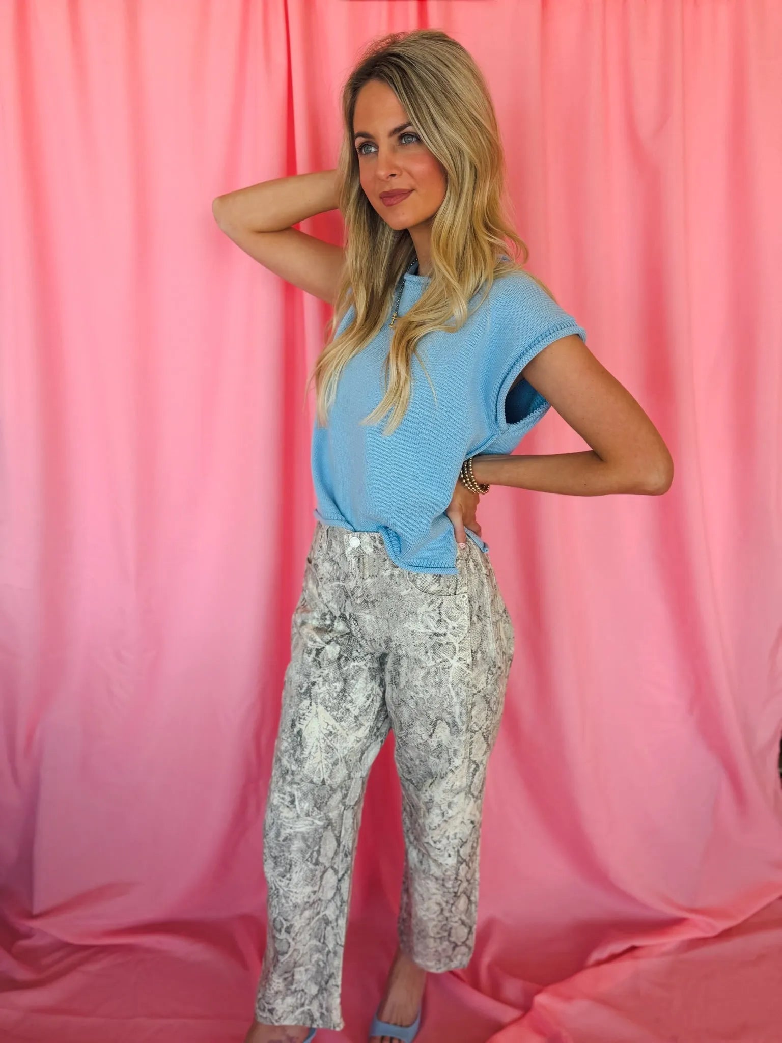 Entro Snake Print Barrel Jeans