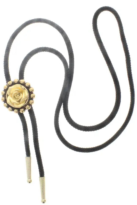 GOLD ROSE BUD BOLO 2D NECKLACE - Necklaces