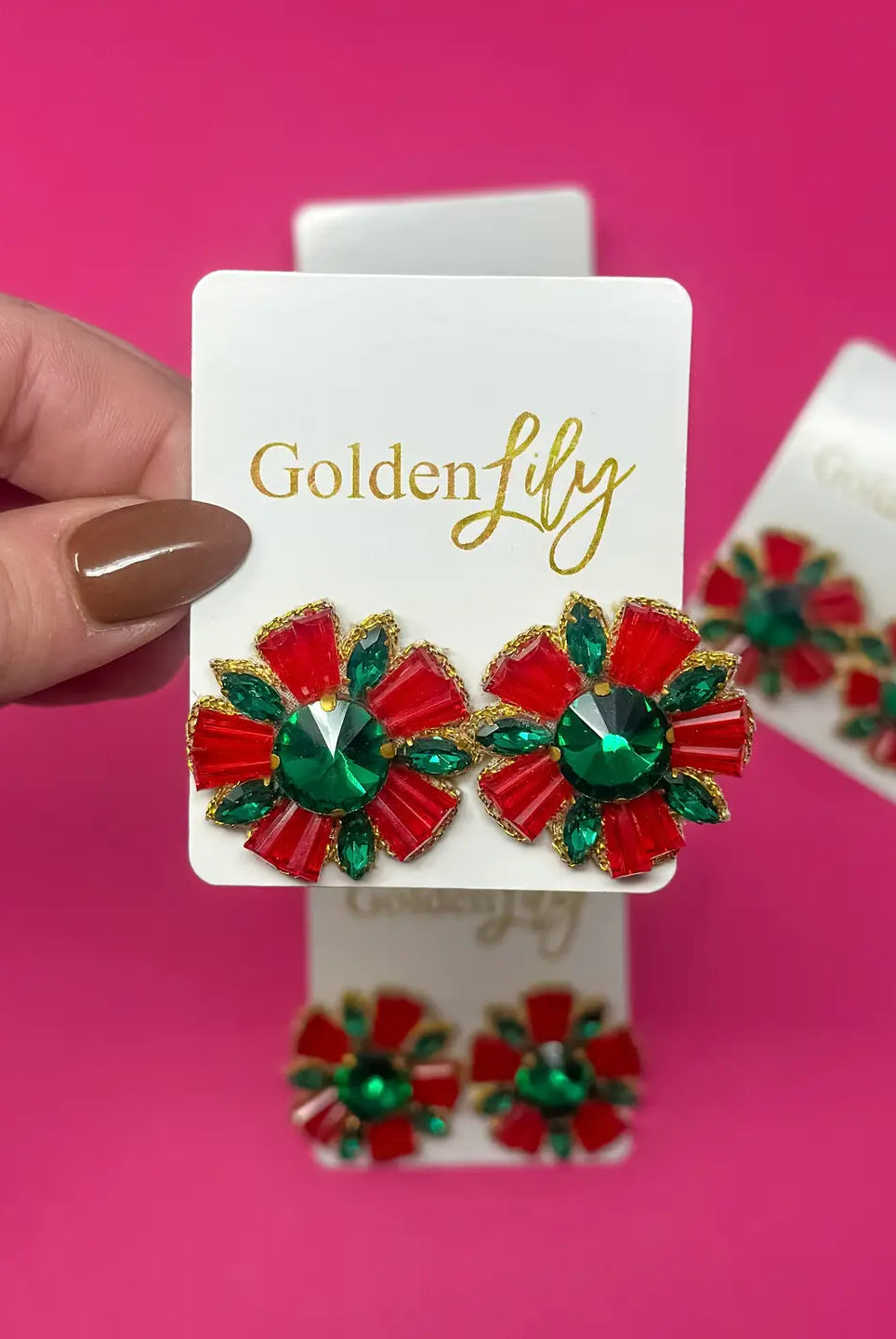 CHRISTMAS BEAD BURST STUDS