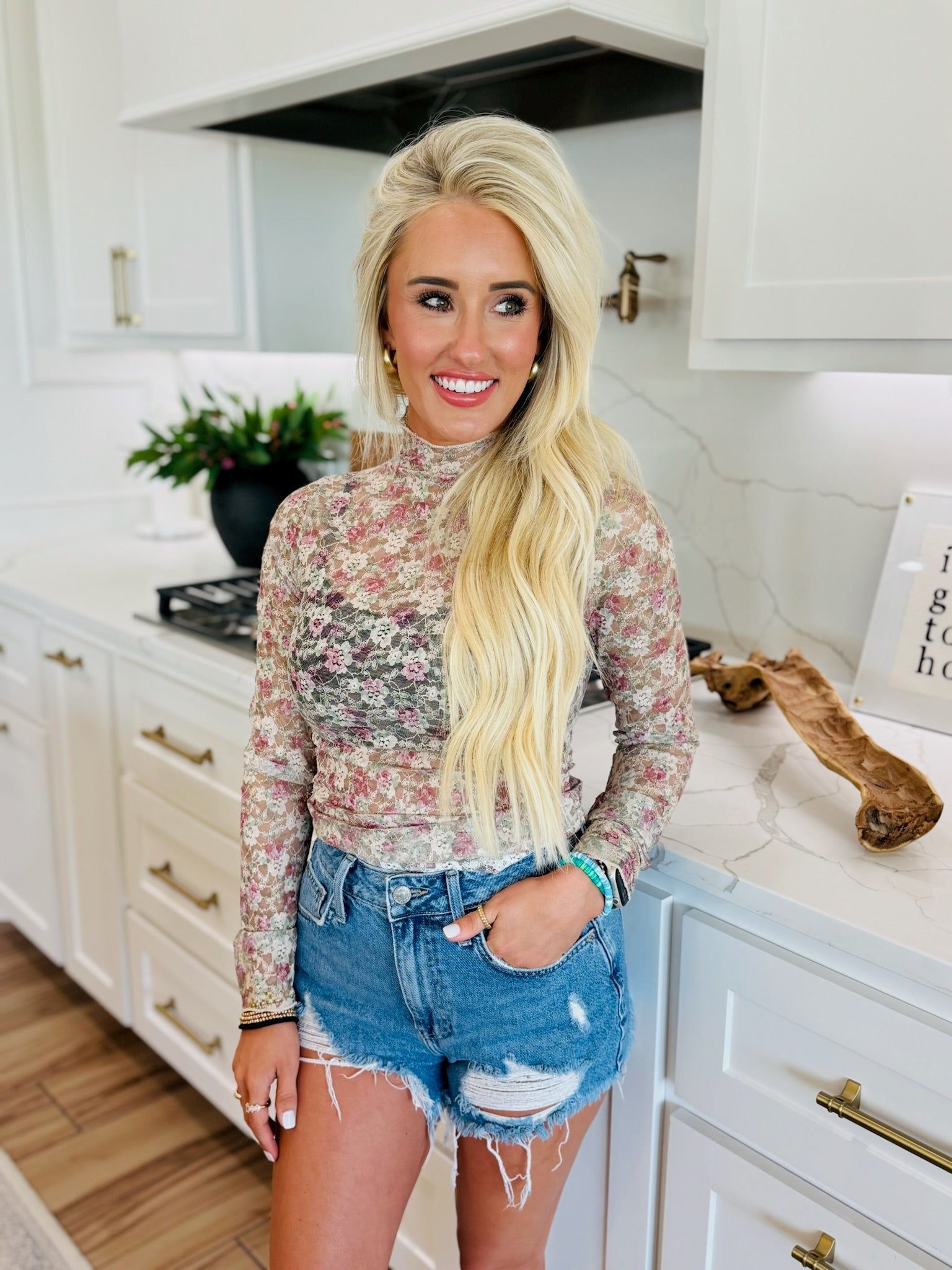 FLIRTY FLORALS SHEER TOP