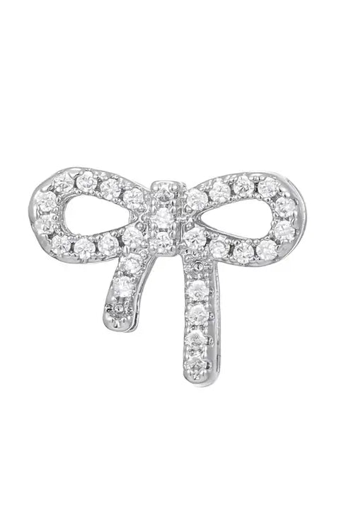 GEMELLI GOLD & SILVER PLATED SLIDER CHARM WITH CZ DETAILING - SILVER BOW - Bracelet