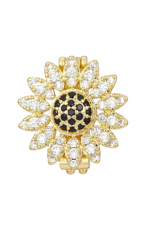 GEMELLI GOLD & SILVER PLATED SLIDER CHARM WITH CZ DETAILING - SUNFLOWER - Bracelet