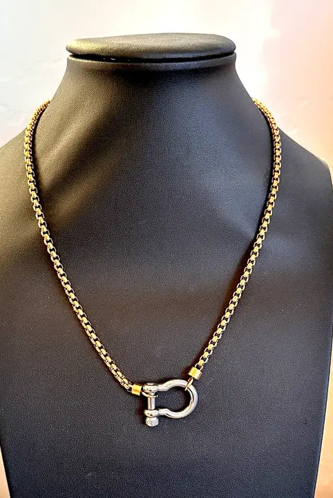 18K STAINLESS STEEL ROPE BUCKLE NECKLACE - Necklaces