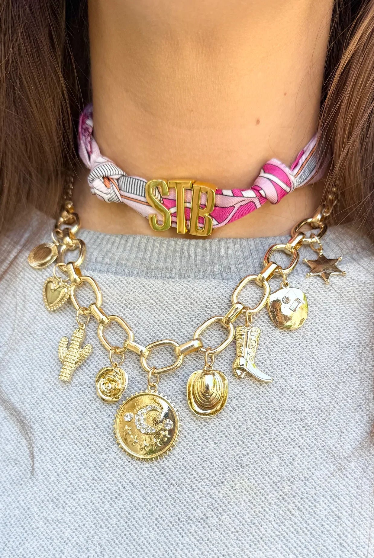 GOLD SLIDE ON SCARF INITIALS- 18K GOLD PLATED INDIVIDUAL