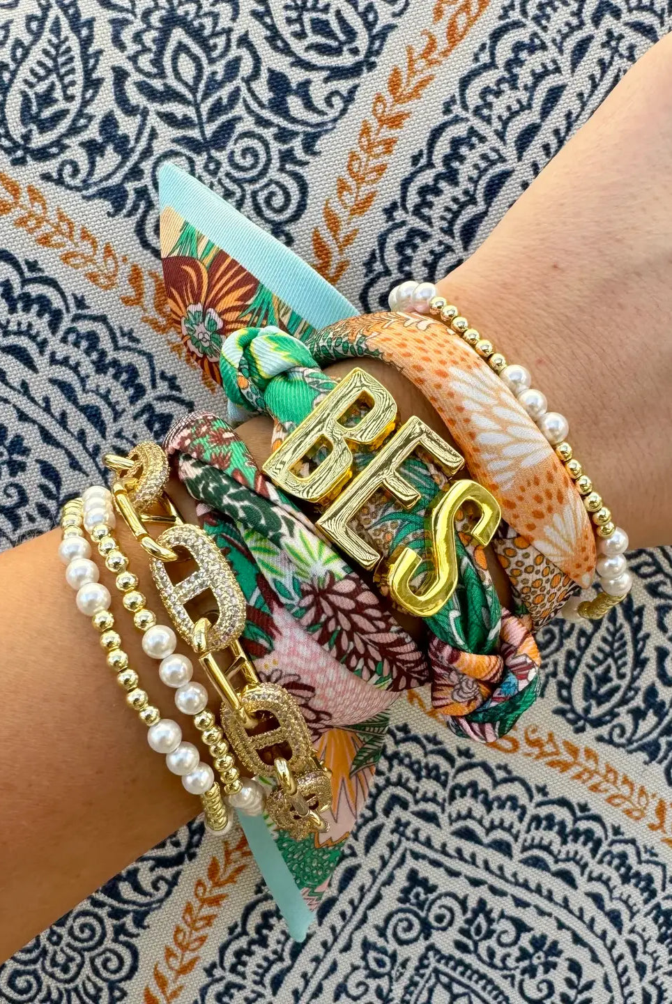 GOLD SLIDE ON SCARF INITIALS- 18K GOLD PLATED INDIVIDUAL