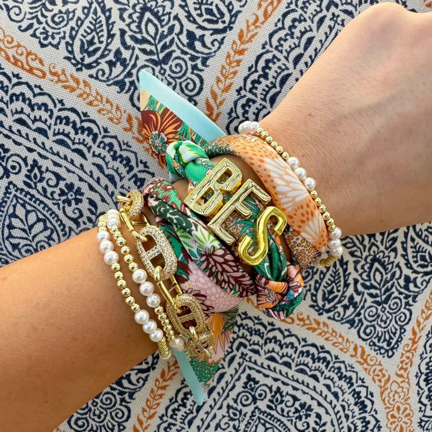 GOLD SLIDE ON SCARF INITIALS- 18K GOLD PLATED INDIVIDUAL