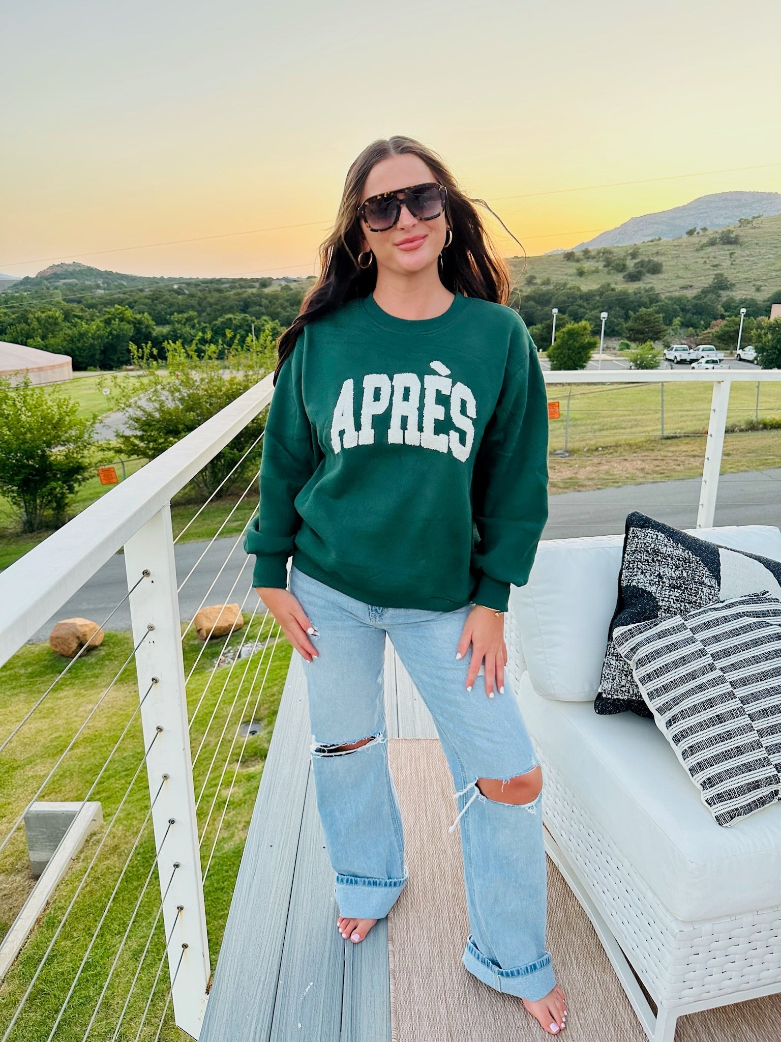 HUNTER GREEN APRES SKI SWEATSHIRT - Tops