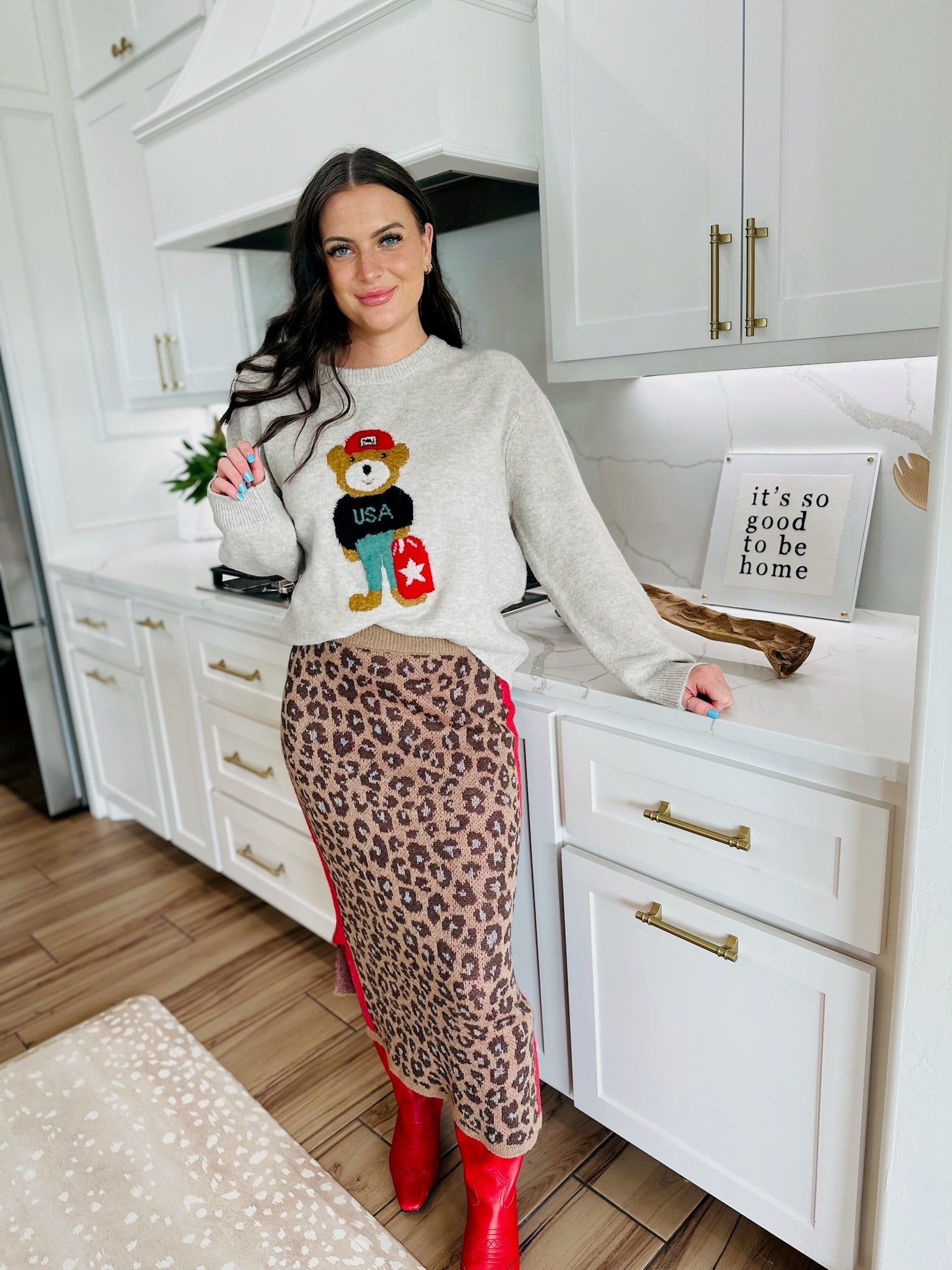 J.ANNA LEOPARD KNIT PENCIL SKIRT - Bottoms