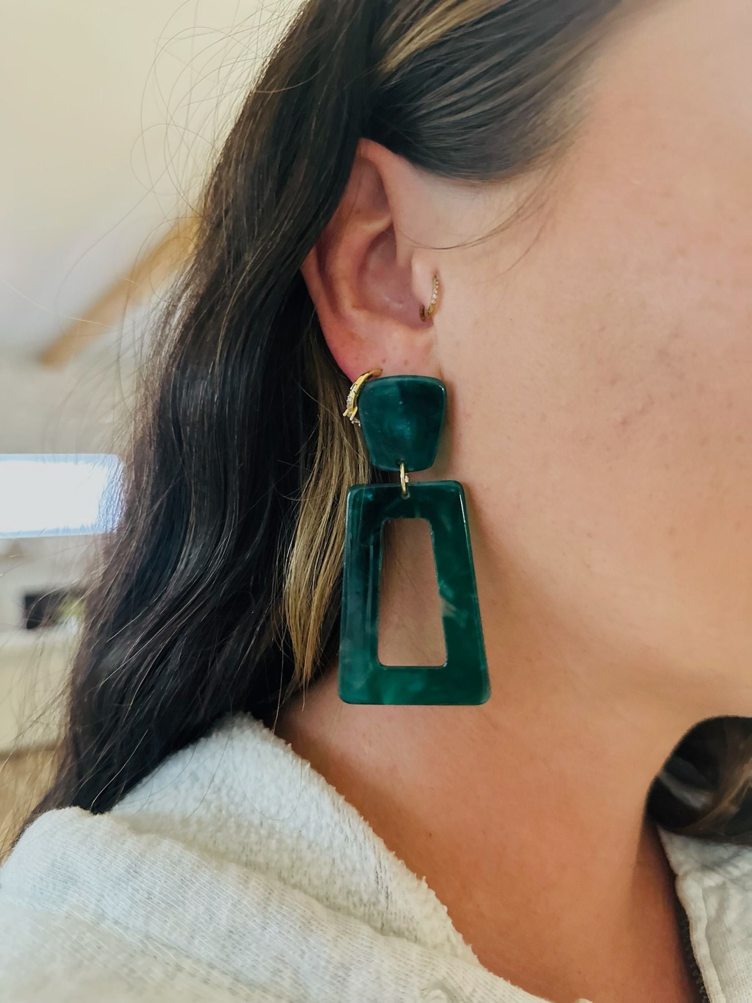 KENNEDY STATEMENT EARRINGS FORREST GREEN BY LINNY CO - Earrings
