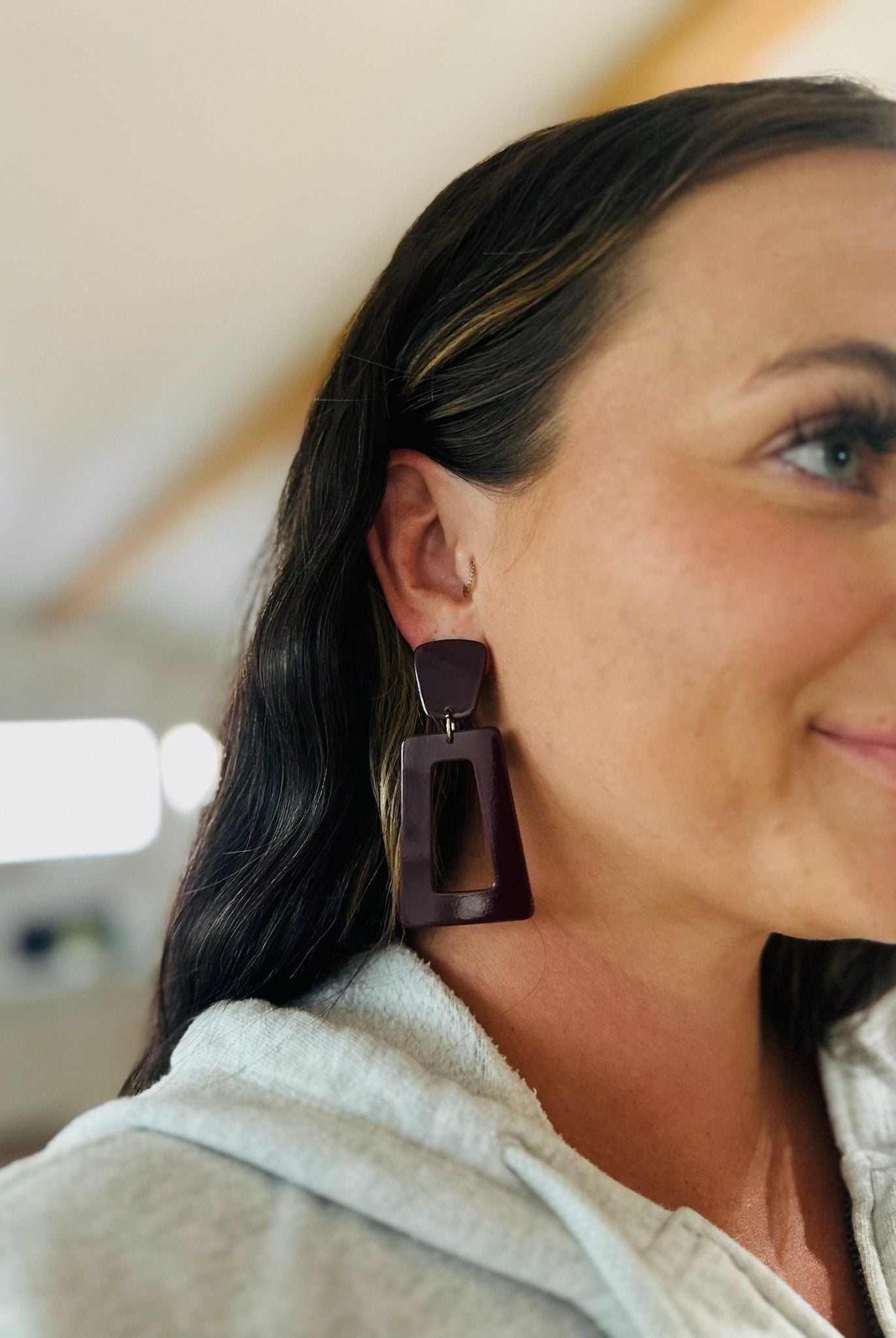 KENNEDY STATEMENT EARRINGS IN DARK MAROON BY LINNY AND CO - Earrings