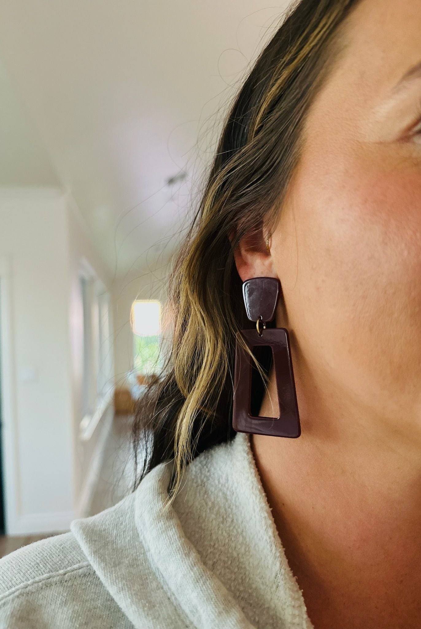 KENNEDY STATEMENT EARRINGS IN DARK MAROON BY LINNY AND CO - Earrings