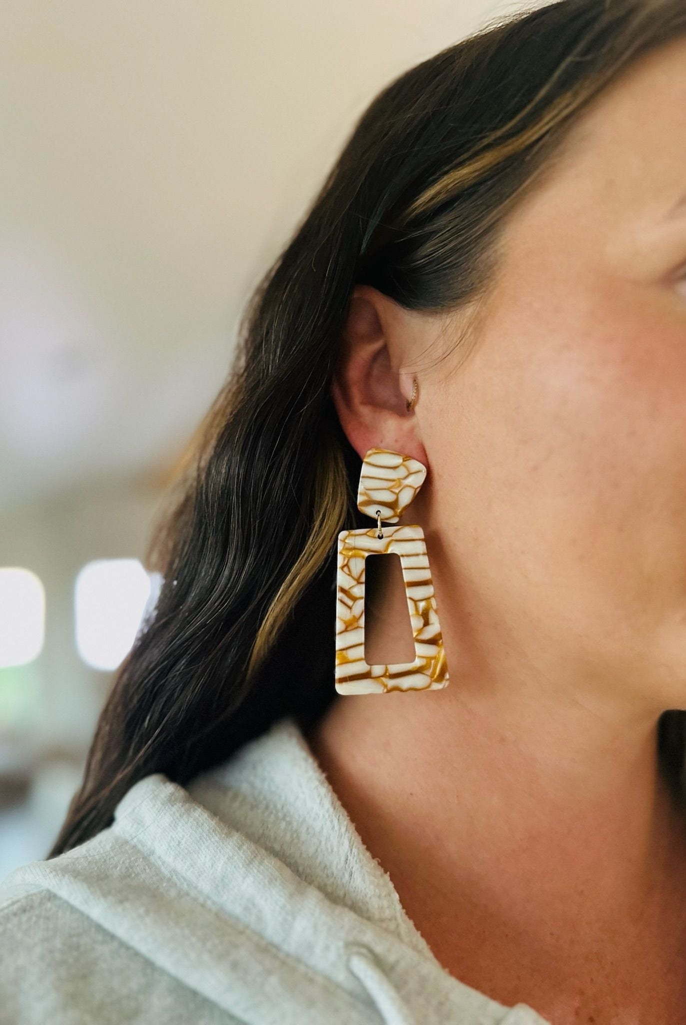 KENNEDY STATEMENT EARRINGS- DESERT SAND BY LINNY CO - Earrings