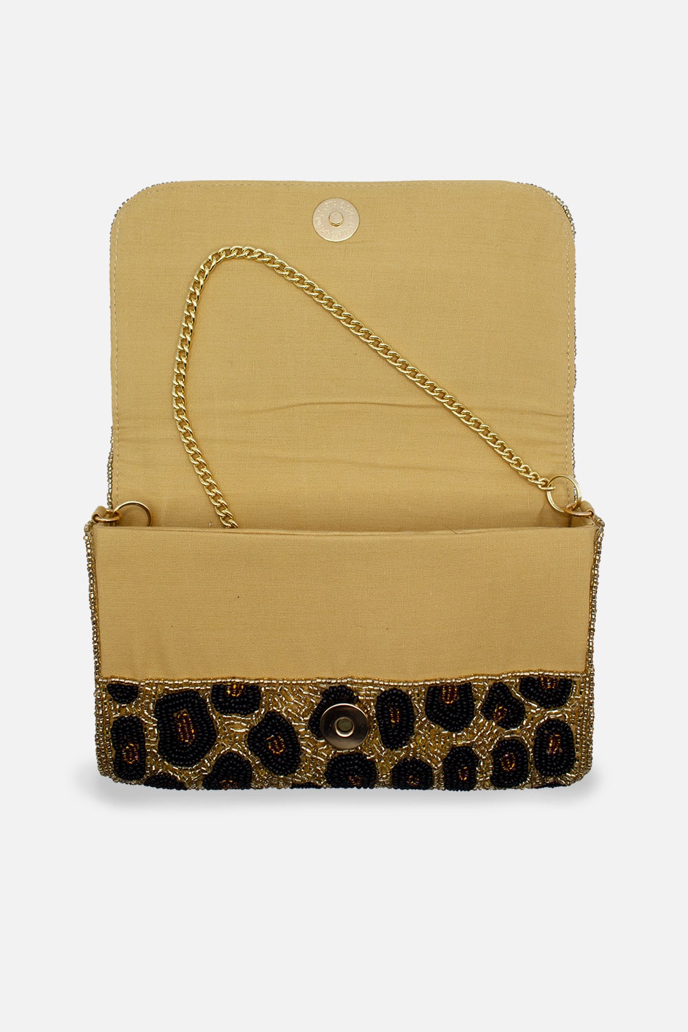 LEOPARD ROSE BEADED CLUTCH- DETACHABLE CHAIN CROSSBODY