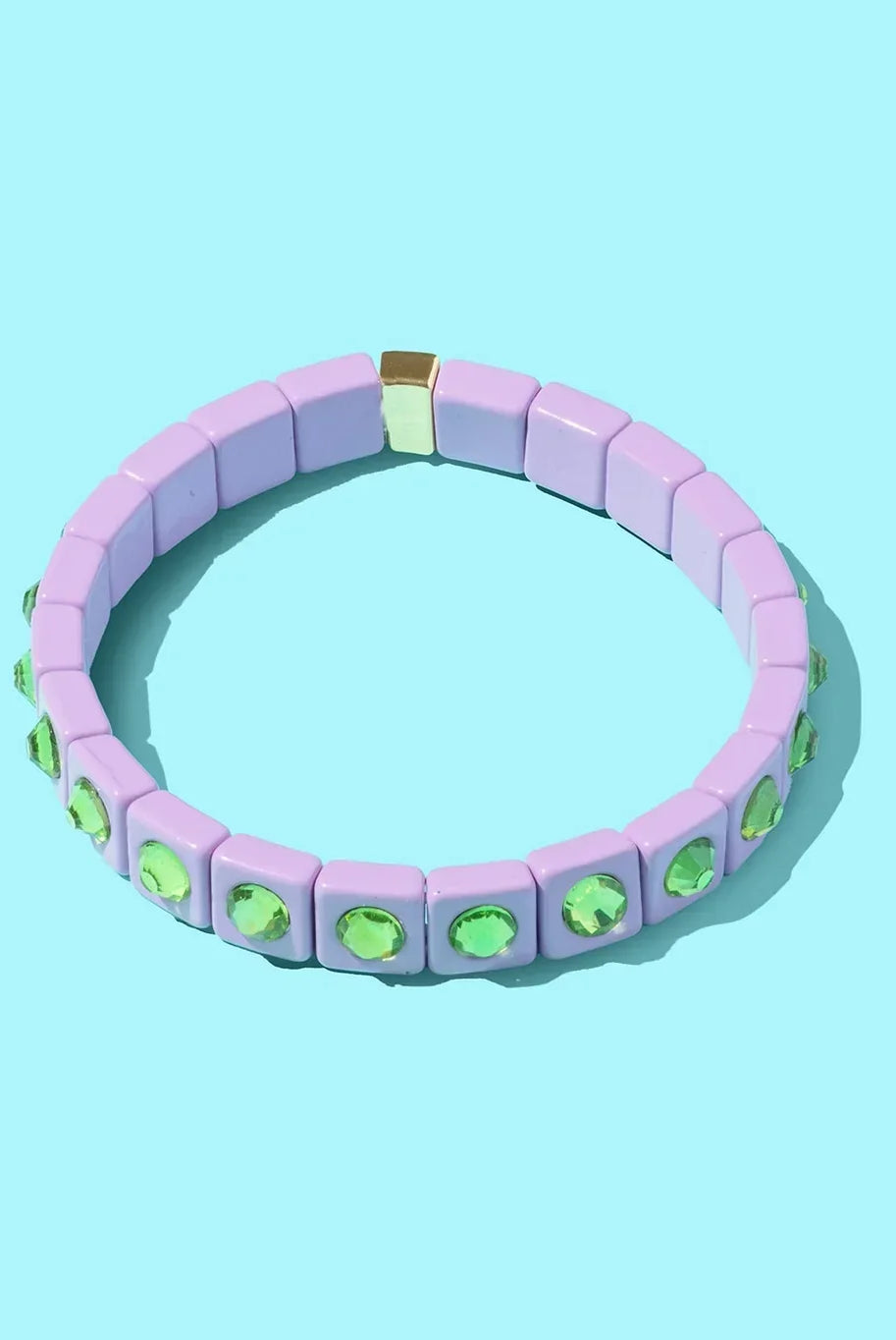 Close-up view of the Maeve Enamel Bracelet, showcasing its delicate design and stretch-fit feature, ideal for comfortable and fashionable wear.