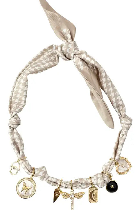 MALLORY HERRINGBONE SCARF CHARM NECKLACE - Necklaces