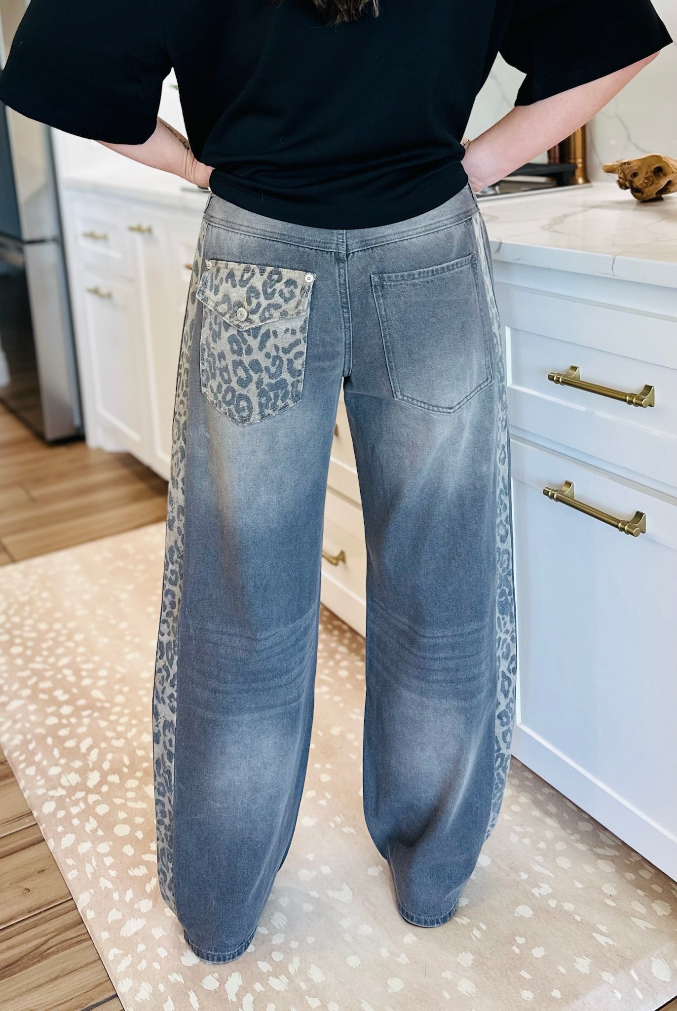 DUSTY LEOPARD WASHED DRAWSTRING PANTS - Bottoms