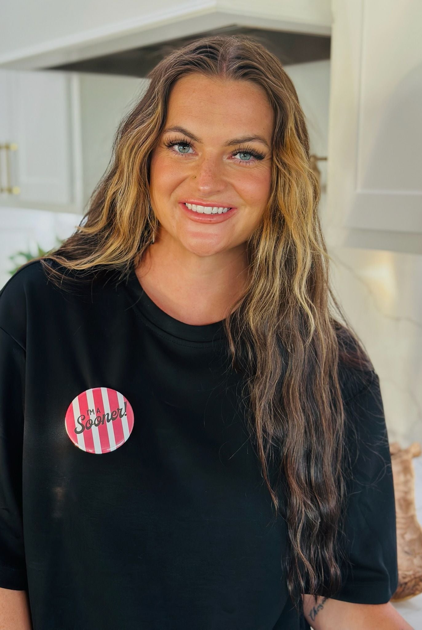 I’M A SOONER STRIPED GAME DAY BUTTON