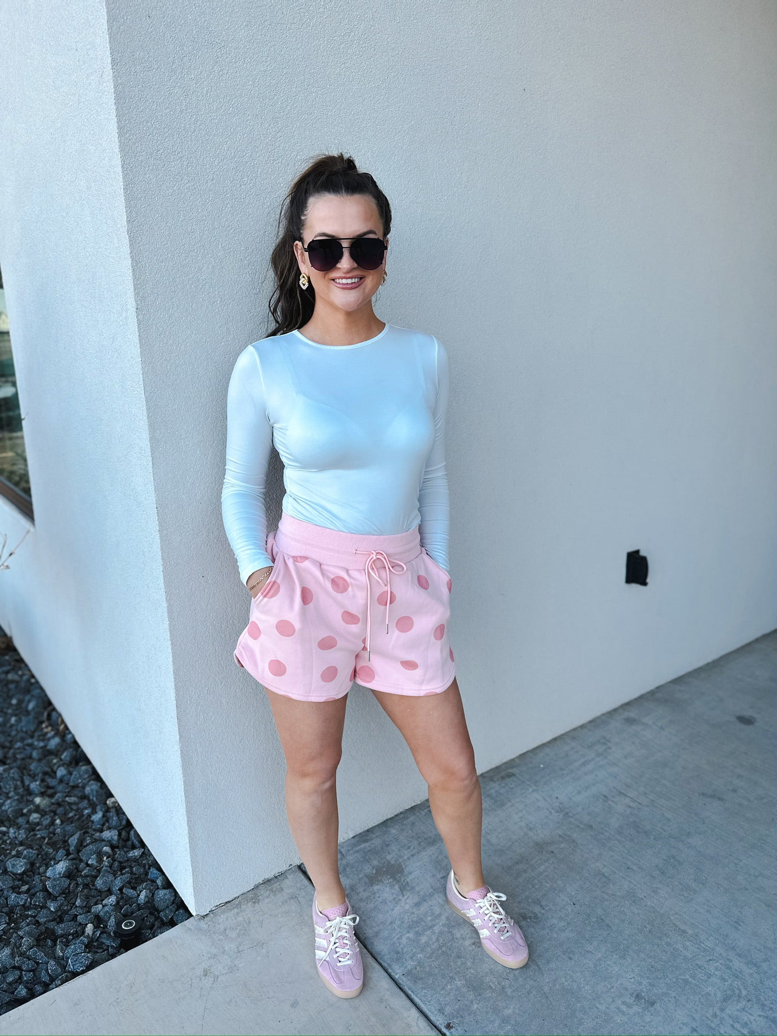 POPPY AND PINE PINK POLKA DOT SHORTS - Bottoms