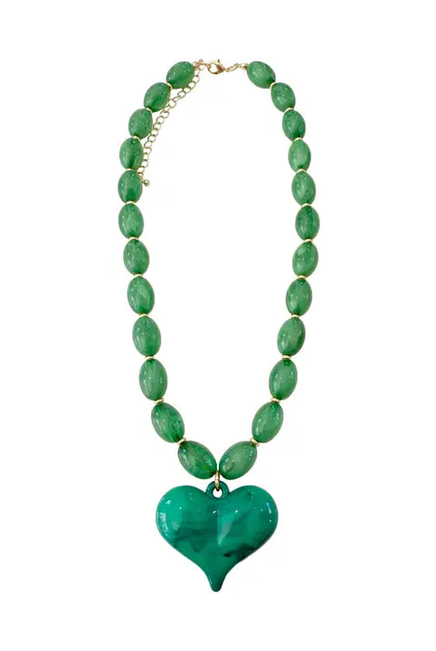 GEMELLI ROXIE BEADED STATEMENT NECKLACES- Green Pink and Black - DARK GREEN - Necklaces