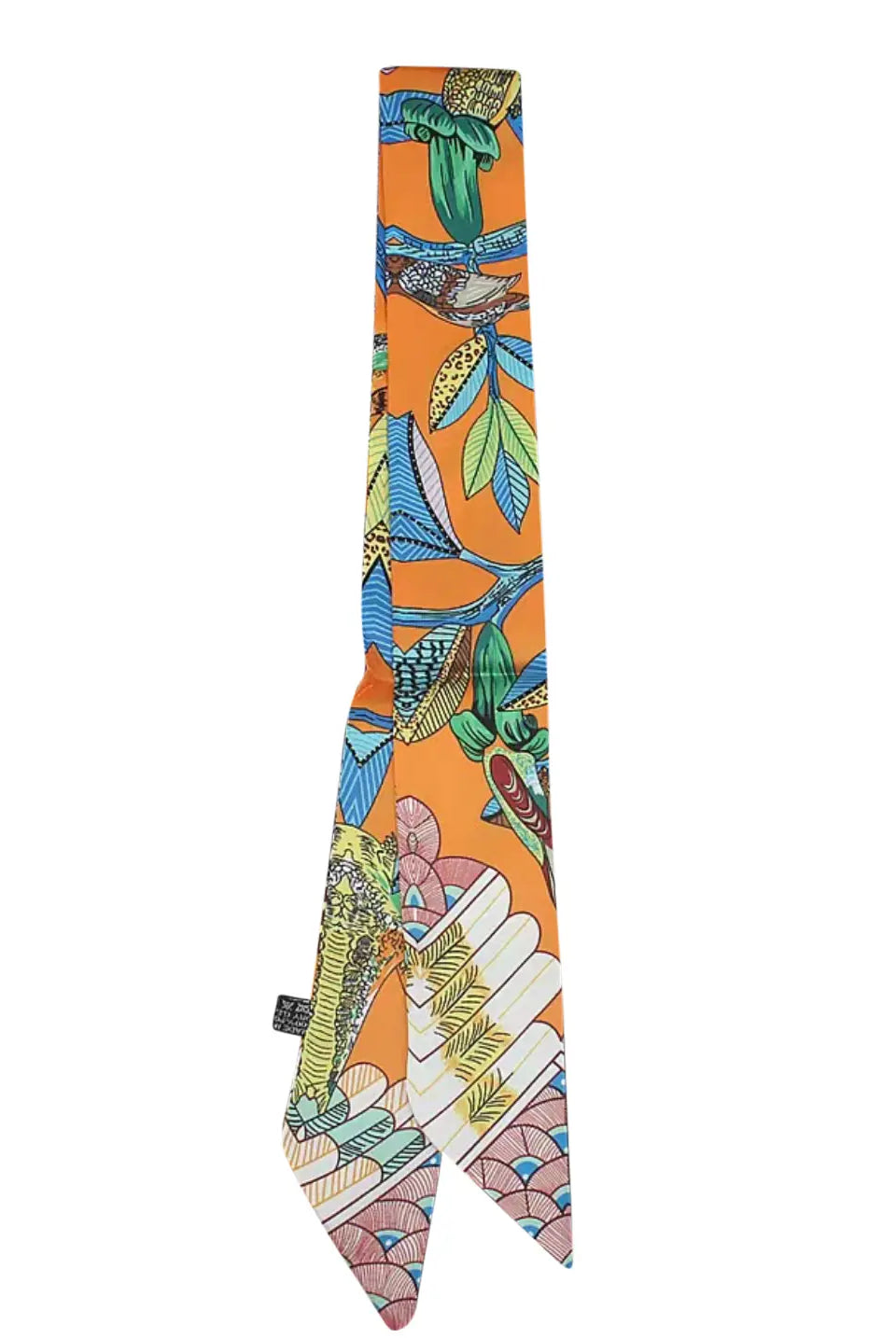 SATIN SCARF FOR INITIALS OR CHARM BRACELET AND/OR NECKLACE - ORANGE TROPIC