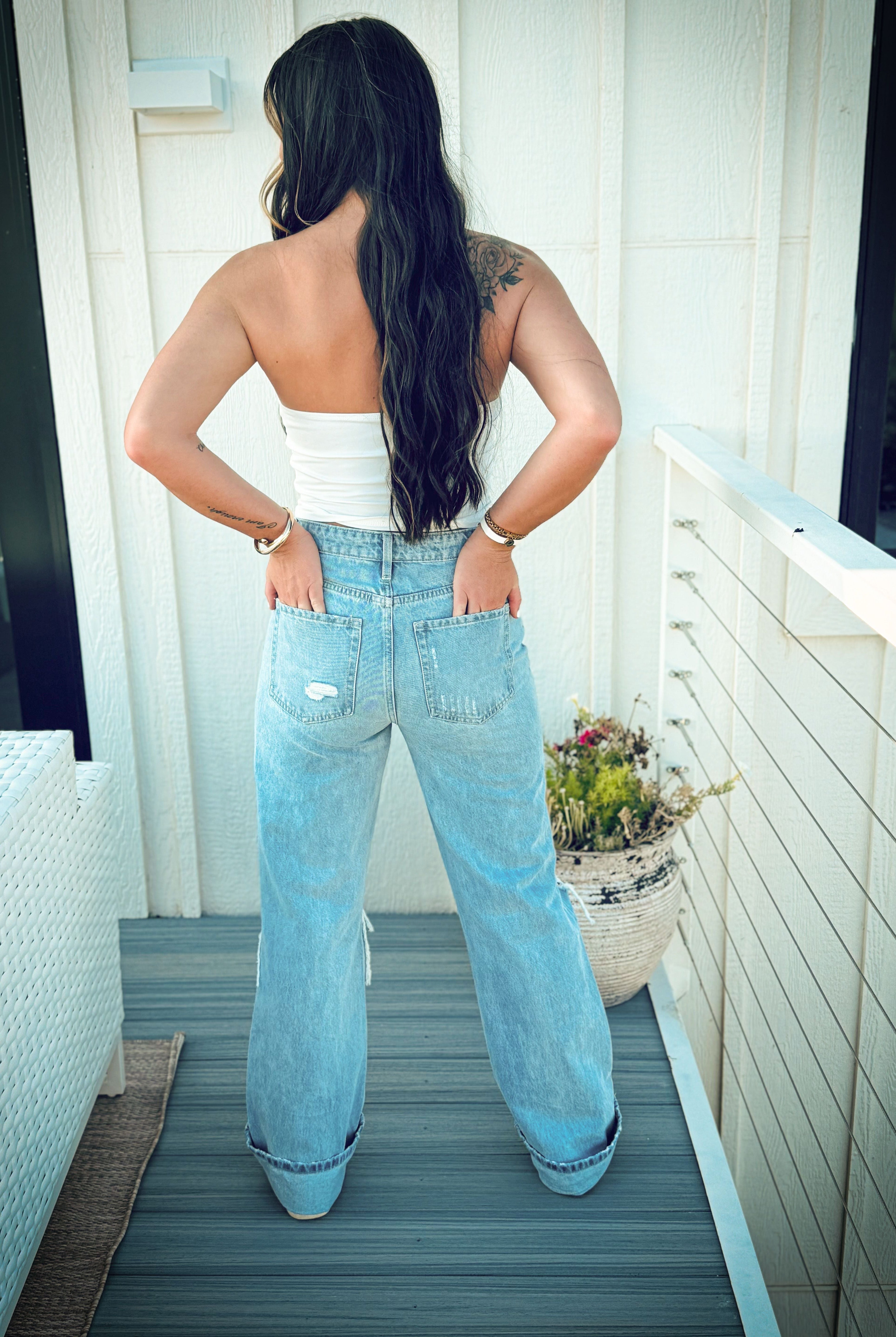 90’S VINTAGE SUPER HIGH RISE FLARE JEANS- VERVET - Bottoms