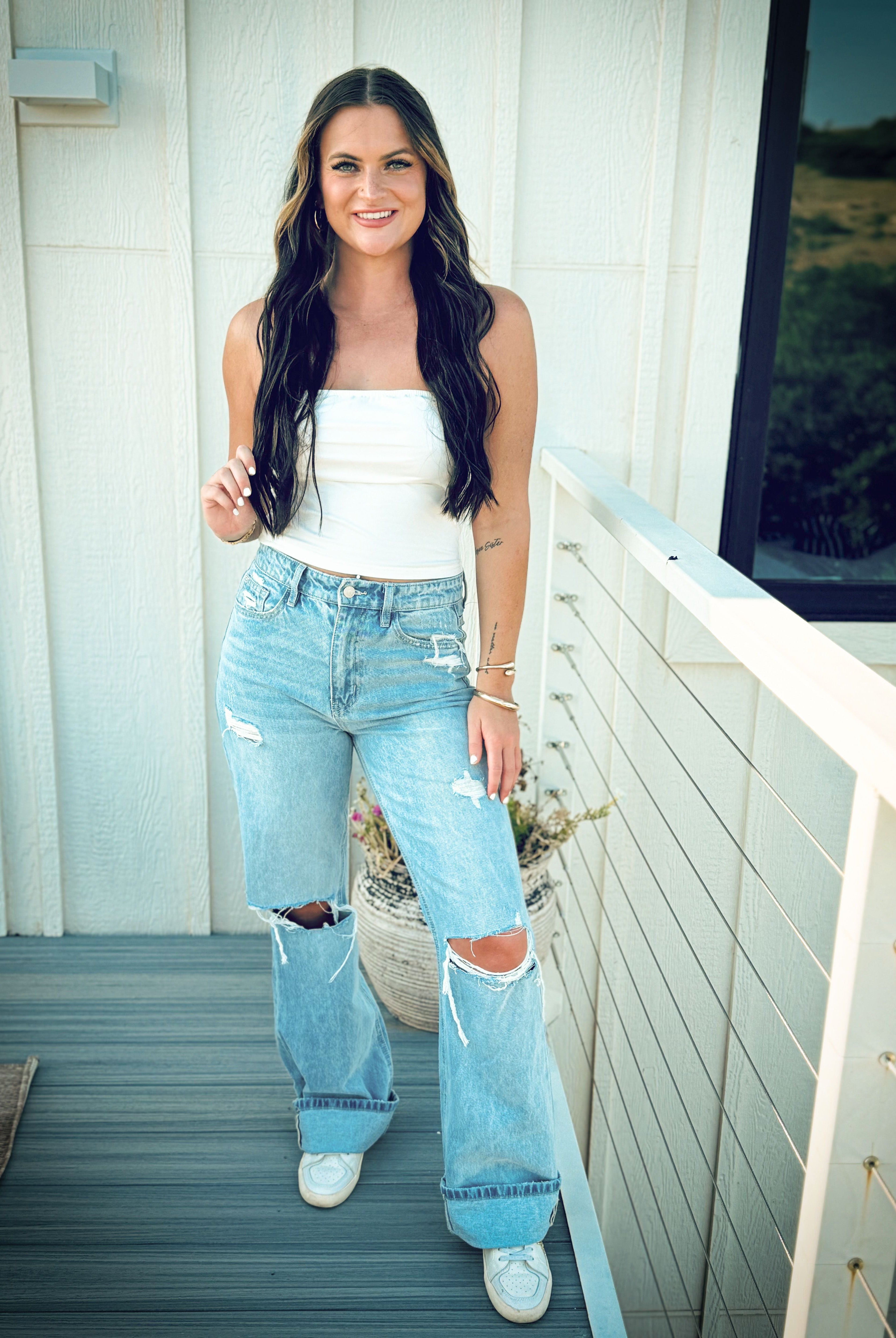 90’S VINTAGE SUPER HIGH RISE FLARE JEANS- VERVET - Bottoms