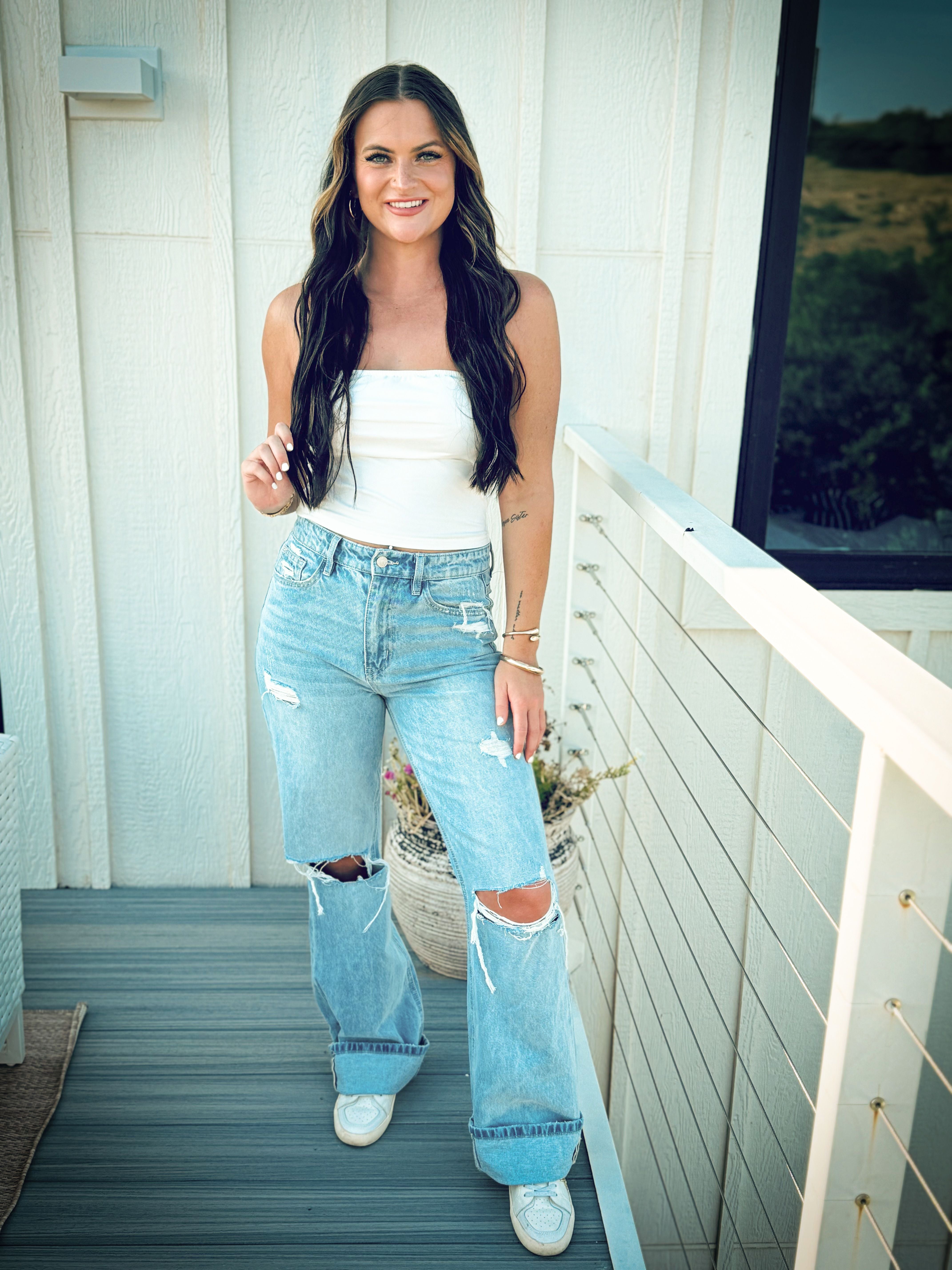 90’S VINTAGE SUPER HIGH RISE FLARE JEANS- VERVET - Bottoms