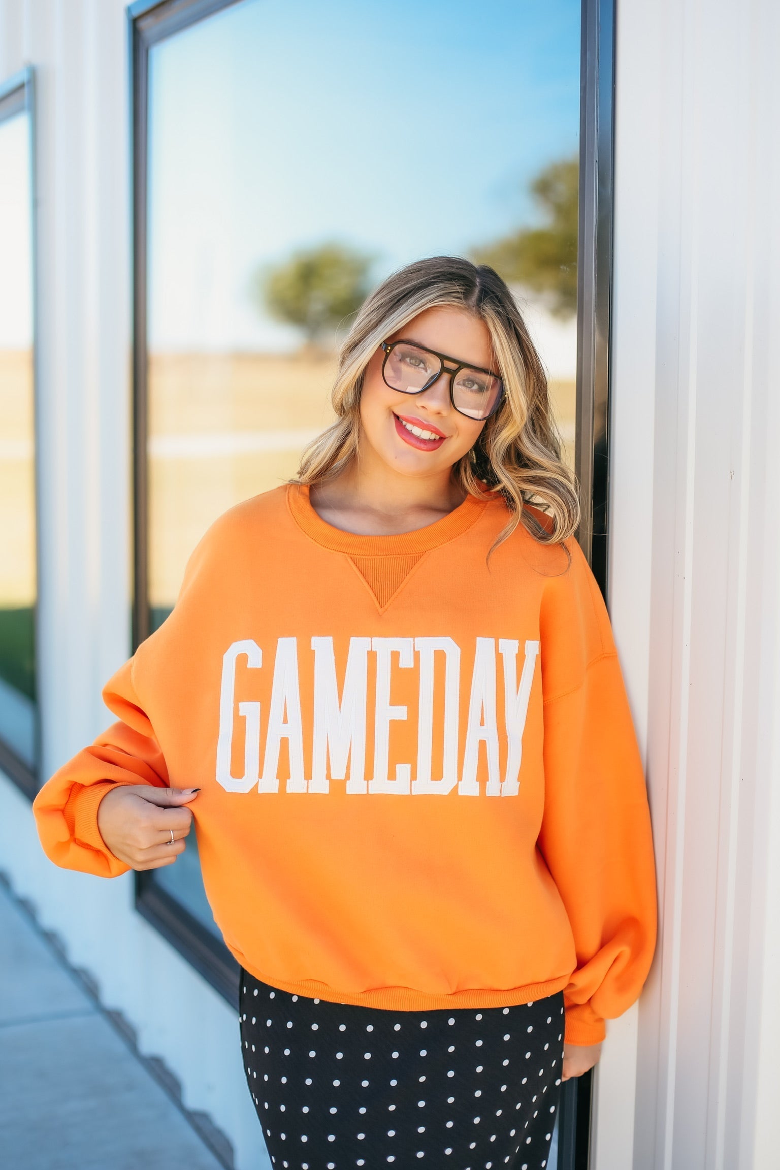 ORANGE GAME DAY SWEATSHIRT- WOMEN’S CASUAL & COMFY SPIRIT WEAR - Tops