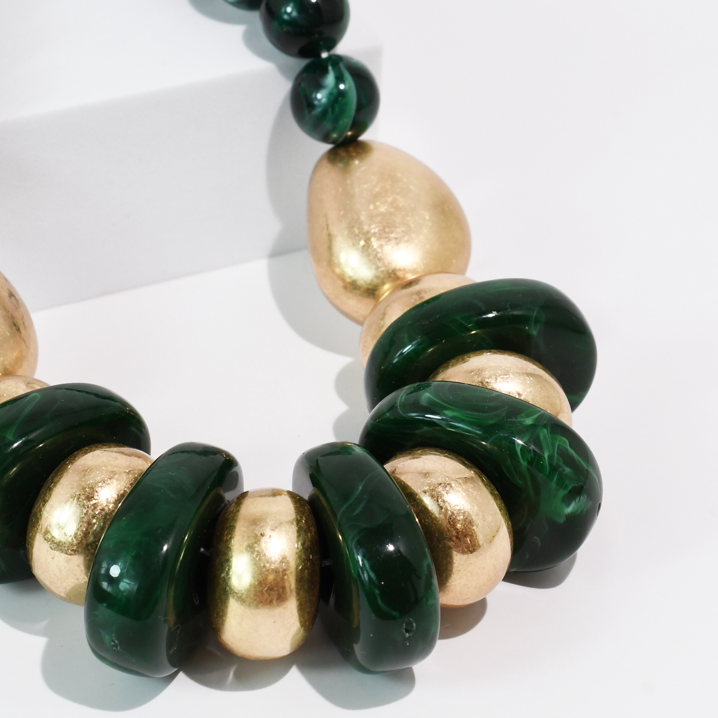 Emerald & gold necklace, women's necklace from Aurea Lux Collective boutique in Lawton, OK, image 2 of 2