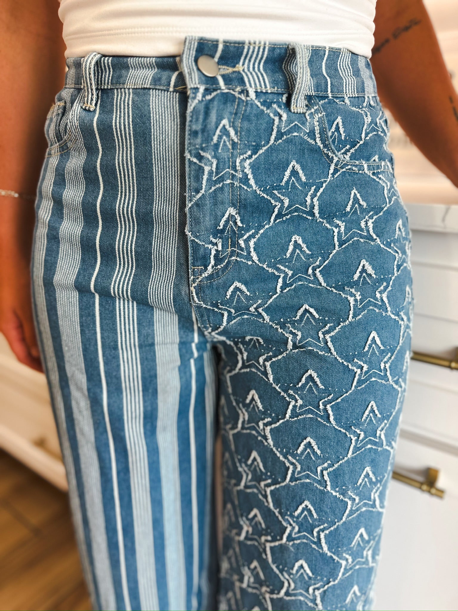 Star and Stripe Denim Pants by Davi & Dani – Aurea Lux Collective