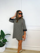 Weekend in stripes contrast collar dress, women's dress from Aurea Lux Collective boutique in Lawton, OK, image 1 of 4